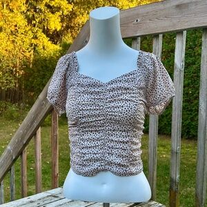 Paper crane⎪Leopard Ruched Crop top